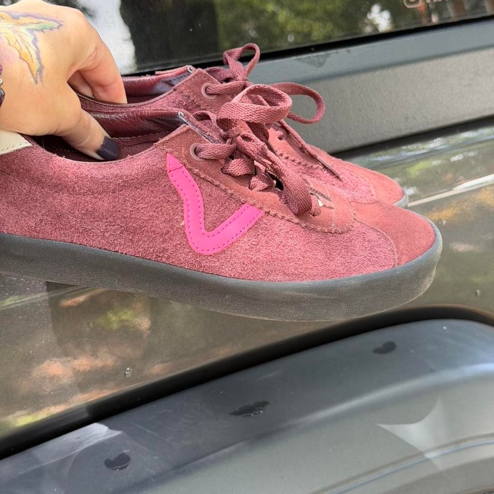 Vans Sport Low Burgundy Pink Suede Sneakers Womens 8.5 Mens 7 Retro Skate Shoes